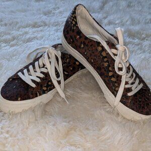 Madewell Sidewalk Low-Top Sneakers in Animal Print Leopard Calf Hair Size 6 NWOT